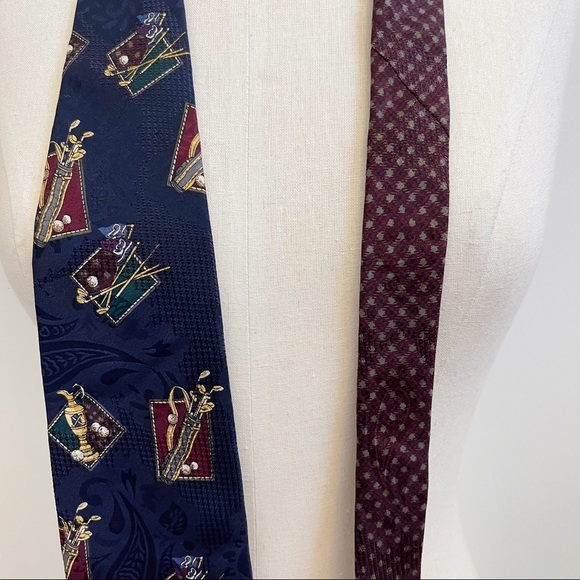 Vtg Blue Golf Bag Golfer Men’s Silk Tie Made USA - Picture 5 of 11
